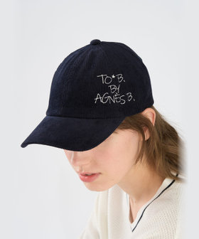 To b. by agnès b. コーデュロイ ロゴ キャップ ネイビー