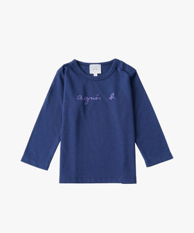 ENFANT ベビー ベビー ロゴ コットン 長袖 Tシャツ ブルー