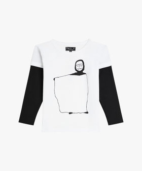 ENFANT ユニセックス キッズ コットン 長袖 アーティストTシャツ "Leon Maret" ホワイト