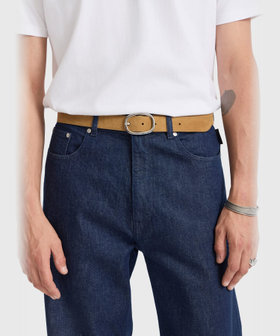 HOMME メンズ メンズ レザー ベルト "Simeon" ブラウン