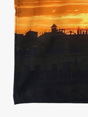 ENFANT ユニセックス キッズ フォトプリント コットン 長袖 Tシャツ "Tour Eiffel, ciel orange" マルチ