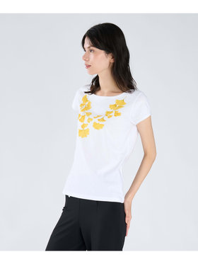 FEMME ウィメンズ コットン フレンチスリーブ アーティスト Tシャツ ”Ma Za Si” ホワイト
