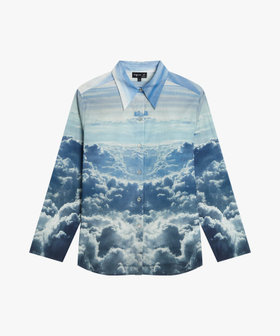 FEMME ウィメンズ フォトプリント コットン 長袖 ブラウス "Nuages" マルチ