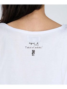 FEMME ウィメンズ コットン フレンチスリーブ アーティスト Tシャツ ”Ma Za Si” ホワイト