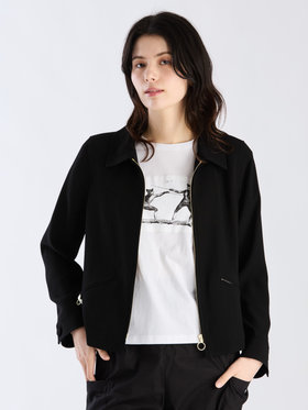 FEMME ウィメンズ ブラック トリアセテート クレープ 長袖 ブルゾン ブラック