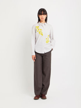 FEMME ウィメンズ コットン プリント 長袖 アーティスト ブラウス "Ma Za Si" グレー系その他