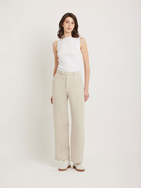 FEMME ウィメンズ リネン ストレートパンツ "Boy" ベージュ