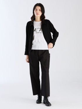 FEMME ウィメンズ ブラック トリアセテート クレープ 長袖 ブルゾン ブラック