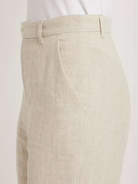 FEMME ウィメンズ リネン ストレートパンツ "Boy" ベージュ