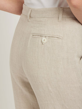 FEMME ウィメンズ リネン ストレートパンツ "Boy" ベージュ