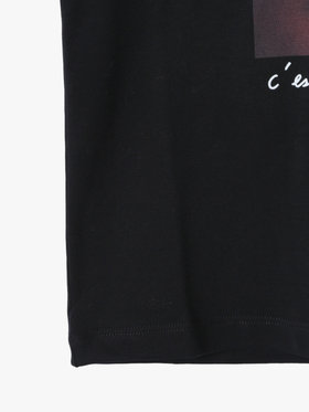 ENFANT ユニセックス キッズ プリント コットン 長袖 Tシャツ "C'est chouette" ブラック