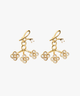 FEMME ウィメンズ b.ロゴ フラワーモチーフ パール ピアス "Double bloom" ゴールド