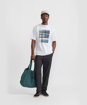 HOMME メンズ メンズ フォトプリント コットン 半袖 Tシャツ "Christof" ホワイト