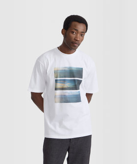 HOMME メンズ メンズ フォトプリント コットン 半袖 Tシャツ "Christof" ホワイト