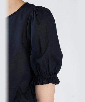 To b. by agnès b. コットン シフォン パフィー 半袖 ブラウス ネイビー
