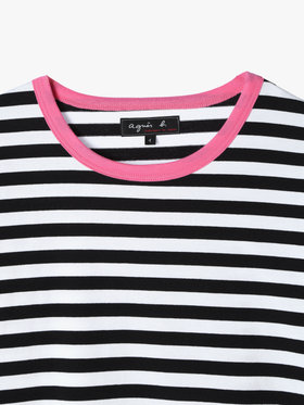 HOMME メンズ メンズ 細ボーダー コットン 長袖 Tシャツ ”Coulos” ブラック