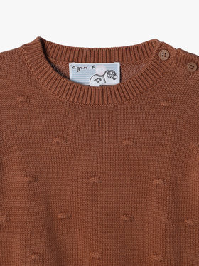 ENFANT ベビー ベビー ドット コットン 長袖 ニットプルオーバー ピンクゴールド