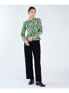 FEMME ウィメンズ ブラック トリアセテート クレープ ロングパンツ ”Boy” ブラック