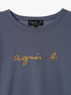 ENFANT ユニセックス キッズ ロゴ コットン 長袖 Tシャツ グレー