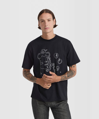 メンズ プリント コットン 半袖 アーティスト Tシャツ "Jen Cri"