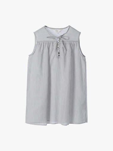 【Outlet】ストライプ コットンボイル ノースリーブ ブラウス