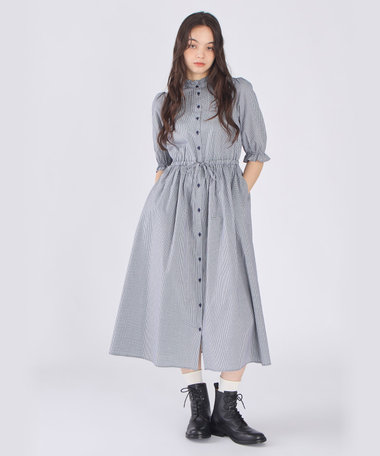 ギンガムチェック コットン フリル ワンピース