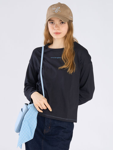 カラー ロゴ 刺繍 長袖 Tシャツ