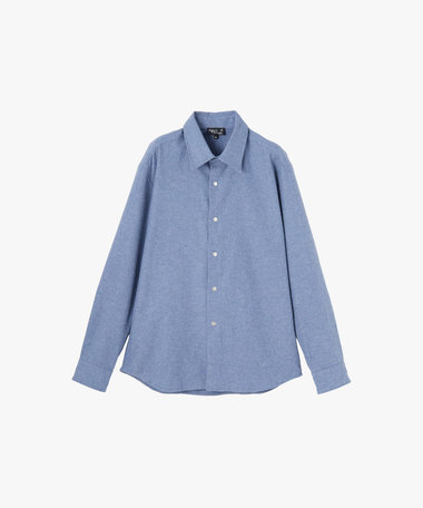 メンズ "b."ロゴ スナップボタン コットン 長袖 シャツ "Thomas"