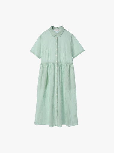 【Outlet】ストライプ コットンボイル ショートスリーブ ワンピース