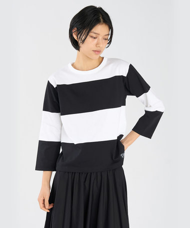 ボーダー コットン 七分袖 Tシャツ "Lil Cool"