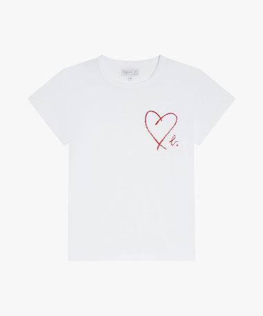 "b."ロゴ ハート プリント コットン 半袖 Tシャツ "Brando"