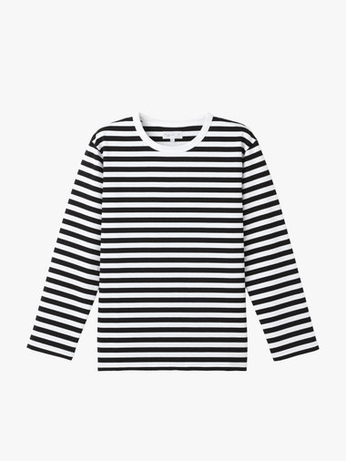 細ボーダー コットン 長袖 Tシャツ "Cool"