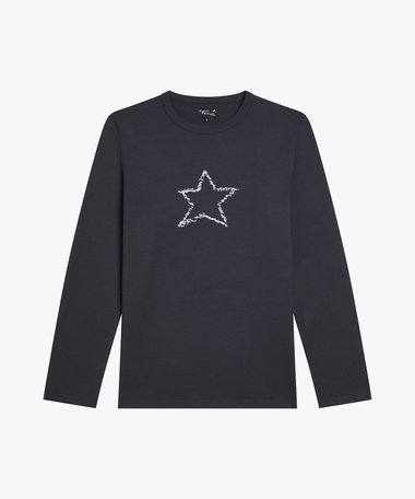 メンズ スター プリント オーガニックコットン 長袖 Tシャツ