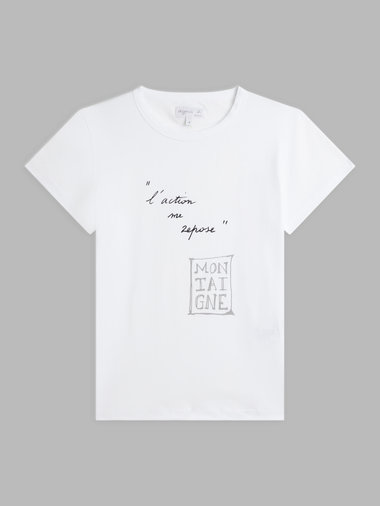 プリント オーガニックコットン 半袖 Tシャツ ”L'action me repose”