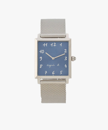 メンズ シルバー ステンレス スクエア ウォッチ "Marcello"