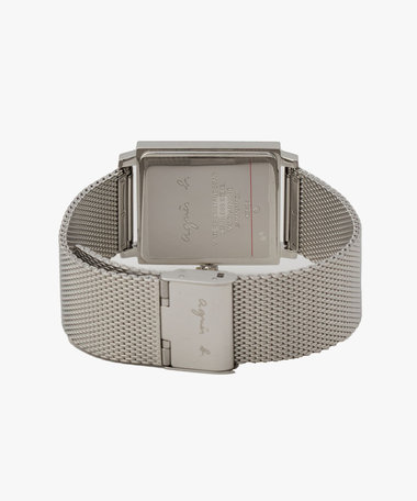 メンズ シルバー ステンレス スクエア ウォッチ "Marcello"