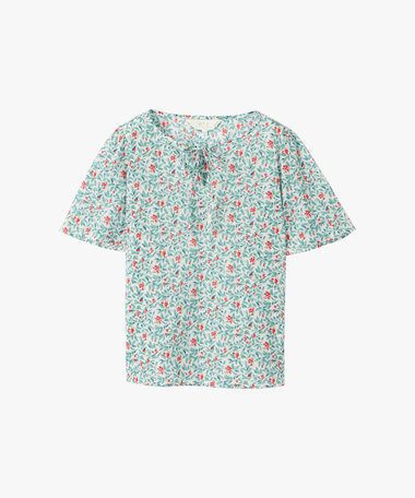 ボタニカル プリント コットン 半袖 ブラウス