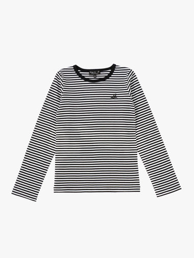 キッズ "b."ロゴ コットン 細ボーダー 長袖 Tシャツ