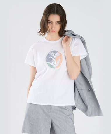 Blooms in Dots(Tulip) オーガニックコットン 半袖 アーティスト Tシャツ
