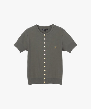 "b."ロゴ刺繍 コットンニット 半袖 カーディガンプレッション "Swing"