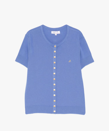 "b."ロゴ刺繍 コットンニット 半袖 カーディガンプレッション "Swing"