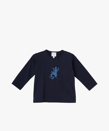 ベビー ロゴ アイコニック プリント コットン 長袖 Tシャツ "Lezard"