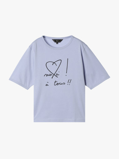 【Outlet】メッセージ プリント コットン 半袖 Tシャツ "merci ! a tous!!"