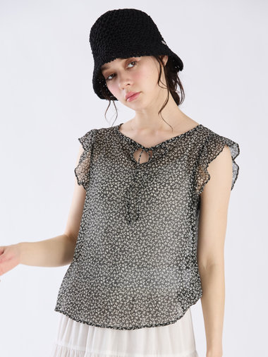 【Outlet】クローバープリントフリルブラウス