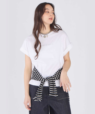 ロゴ プリント コットン マカロン Tシャツ