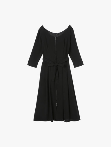 ブラック トリアセテート クレープ ワンピース ”Clara”