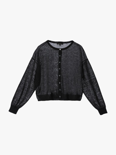 シアー ニット ロングスリーブ カーディガン