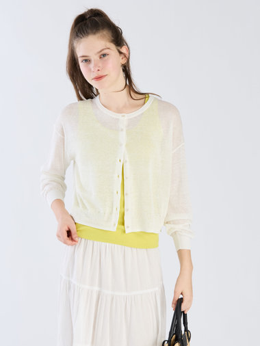 シアー ニット ロングスリーブ カーディガン