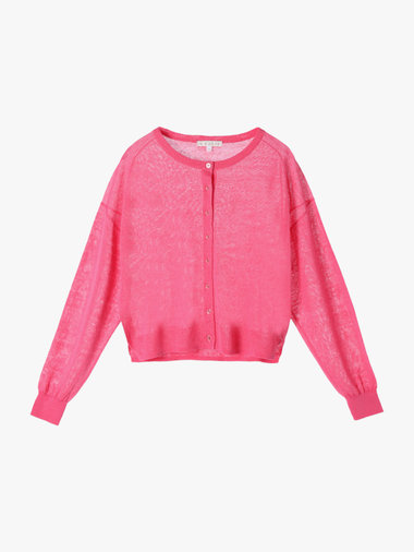 シアー ニット ロングスリーブ カーディガン