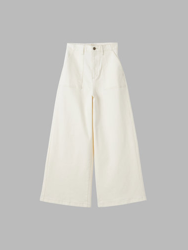 ホワイト デニム ワイドパンツ